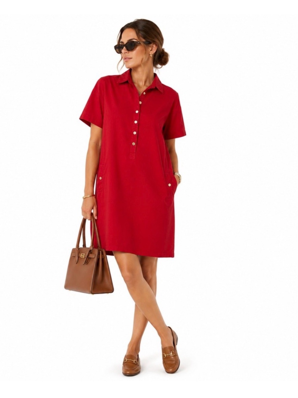 NWT Tuckernuck Pomander Place Red Short-Sleeve Button Polo Dress GAMEDAY!!